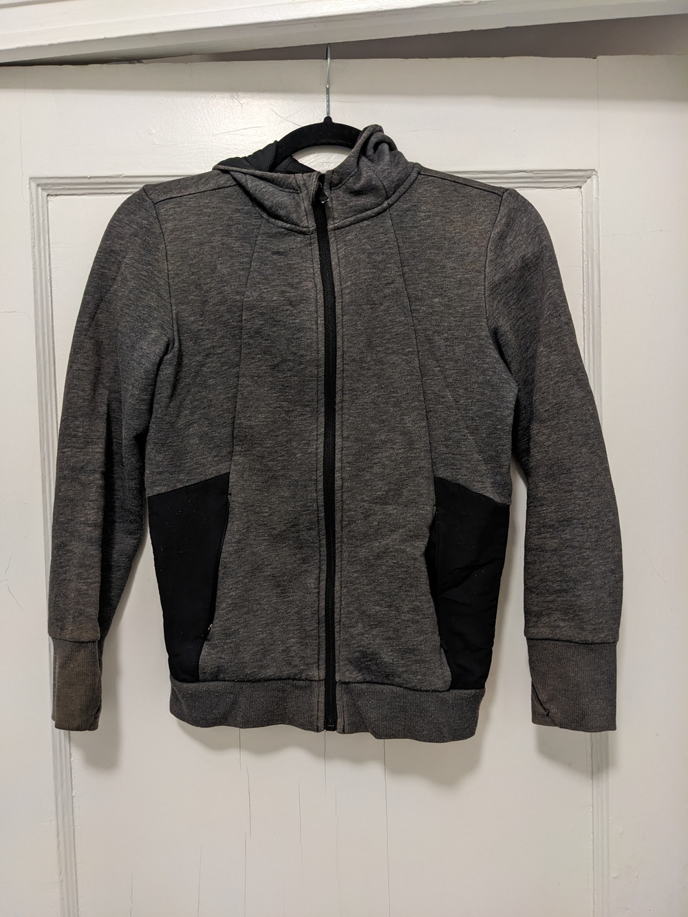 all in motion Charcoal Gray Zip Hoodie with Black Pocket Panels
